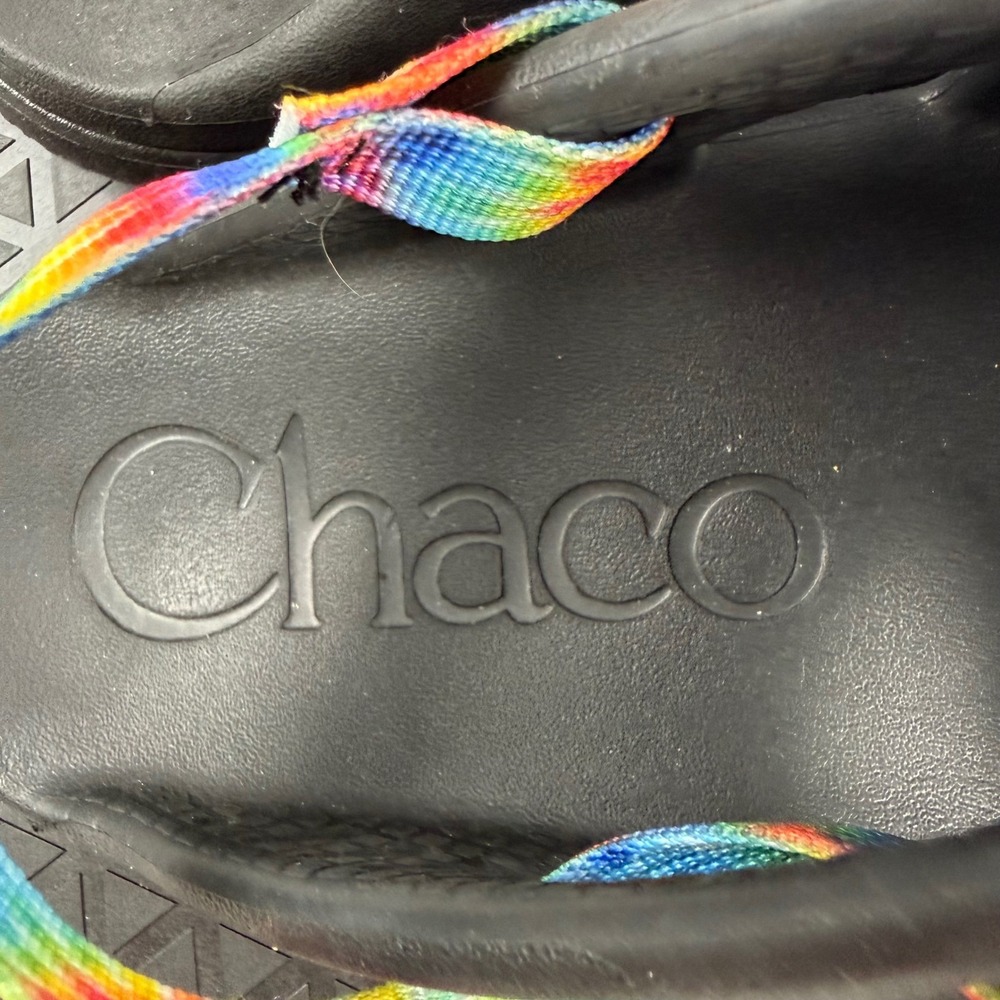 Chaco Chillos Kids Junior 4 Rainbow Tie Dye Black Slide Sandals J107383 - Picture 9 of 9